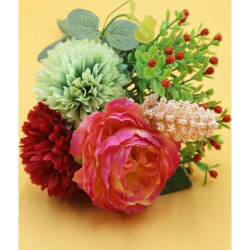 Silk Artificial Rose Hydrangea High-quality, fake white wedding flowers, small bouquets, home flowers for fake party decoration