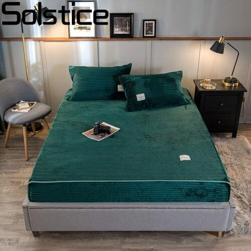 Solstice Winter Warm And Comfortable Fitted Sheet Velvet Mattress Covers Four Corners Bed Sheets With Elastic Band Bed Sheets