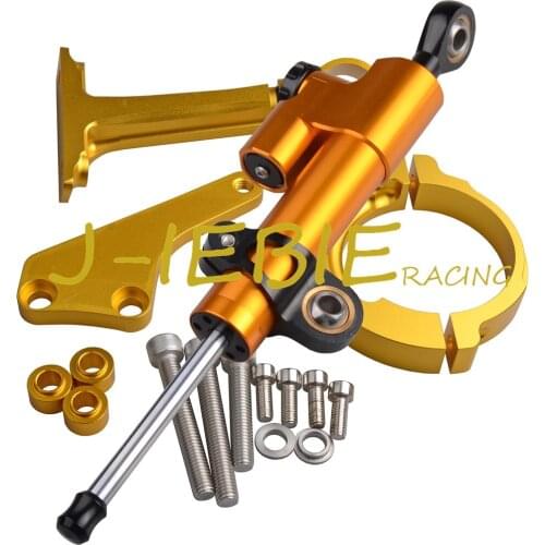 CNC Steering Damper Stabilizer and Gold Bracket Mounting For Kawasaki ER-6N 2006-2008 2007