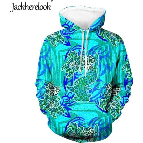 Jackherelook Loose Womens Pullovers Hawaiian Turtle Hibiscus Polynesian Brand Designer Ladies Long Sleeve Loose Hoodies Mujer