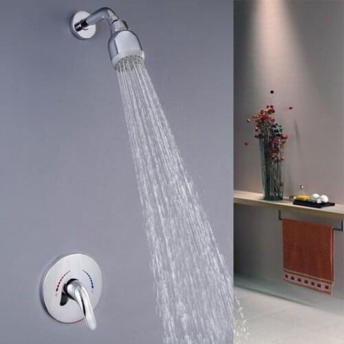 Bathroom Shower Set Solid Brass Simplicity Chrome Top Shower Bath System Embedded Cold and Hot Mixer Faucet Tap