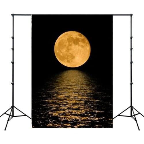 Silent Night Full Moon on The Sea Portrait Photography Vinyl Background Decor Photocall Backdrop for Photo Studio Props