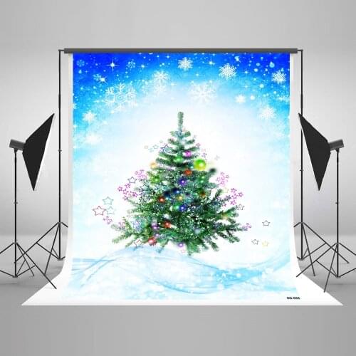 VinylBDS Christmas Backdrops Photography The Christmas Tree Snow New Year Washable Photography Backdrop ZJ