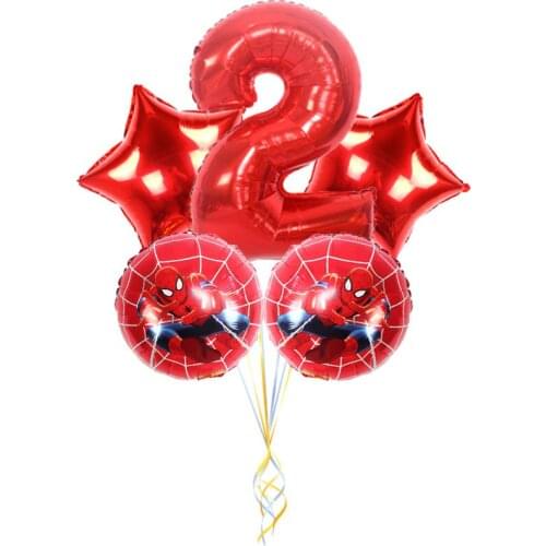 5pcs/lot Spiderman Foil Balloons Number 1 2 3 4 5 6 7 8 9st Super Hero Birthday Party Decor Foil Balloons Kids Toys Star Globos