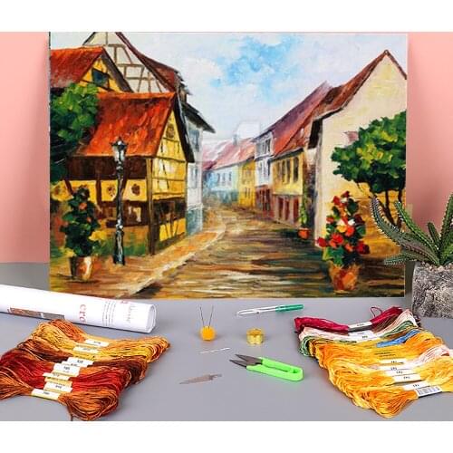 Oil Style Red Ro Printed 11CT Cross-Stitch DIY Embroidery Full Kit DMC Threads Handiwork Knitting Different