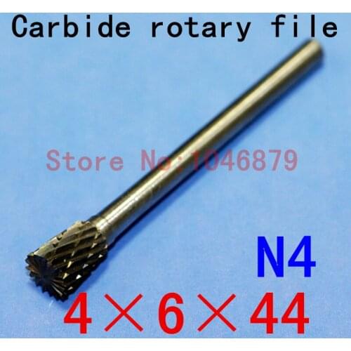 10 / box. Head: 4mm. Shank Diameter: 3mm. Carbide burrs, Carbide, Carbide rotary burrs, deburring tools. N4 * 6 * 44