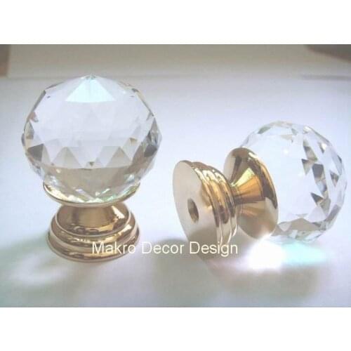 10pcs lot 30mm Clear crystal knobs on brass base,glass knobs