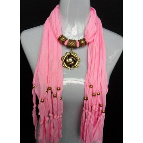 2018 New Design pendant scarves womens fashion neckcace shawl ployester scarf mixed colors 60pcs
