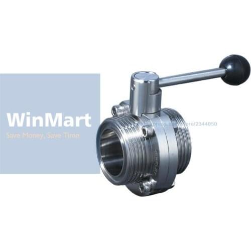 304 Stainless Steel 1" 25mm Sanitary SMS-Type Thread Union Connection Butterfly Valve Brew Beer Dairy Product