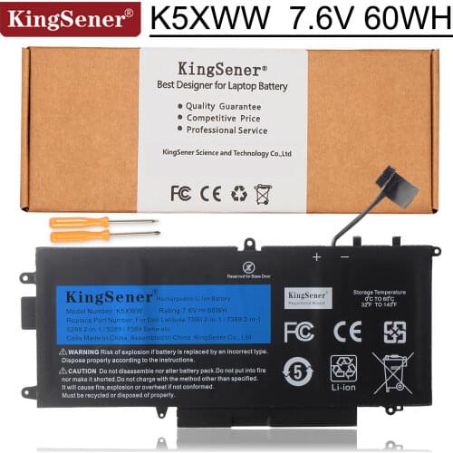 Kingsener K5XWW Laptop Battery for DELL Latitude 5289 7389 7390 2-in-1 Series Notebook 71TG4 725KY J0PGR N18GG 7.6V 60WH
