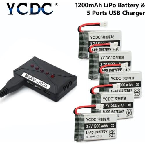 Drone Batteries 3.7V 1200mAh Li-Po Battery 1S Spare Extra For SYMA X5SC X5SW Quadcopter + Charger for Outdoor Recording