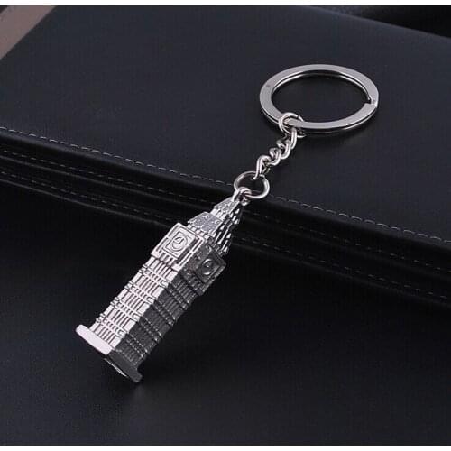 FREE shipping by FEDEX 100pcs/lot 2015 New Hot Novelty Zinc Alloy 3D Big Ben Shaped Keychains Metal London Souvenir Keyrings