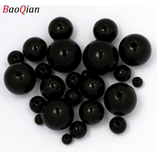 Acrylic Imitation Pearl Round ABS Black Spacer Beads For Jewelry Making Handmade Necklace Bracelet Jewelry 3-20mm