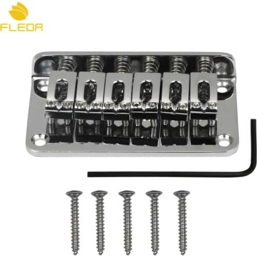FLEOR 6 Saddle Electric Guitar Top Load Bridge Hardtail Fixed Bridge 78mm Chrome Guitar Parts