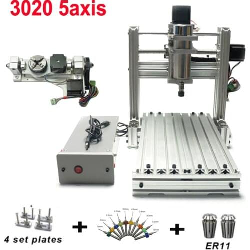 DIY LY CNC Router 3020 3 4 5 Axis Wood Engraving Machine Milling Lathe metal Router 400w USB with ER11 Collet drills cutters