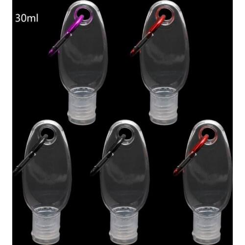 H7JC 5Pcs 30ml 60ml Mini Reusable Portable Empty Hook Spray Bottle Keychain Carrier