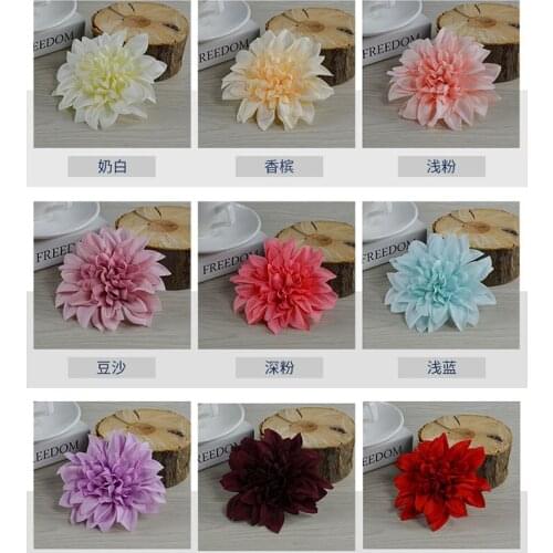 100PCS 10CM Artificial Dahlia Flower Heads Wedding Birthday Party Decoration DIY Handmade Crafts Garland Wreath Fake Flowers