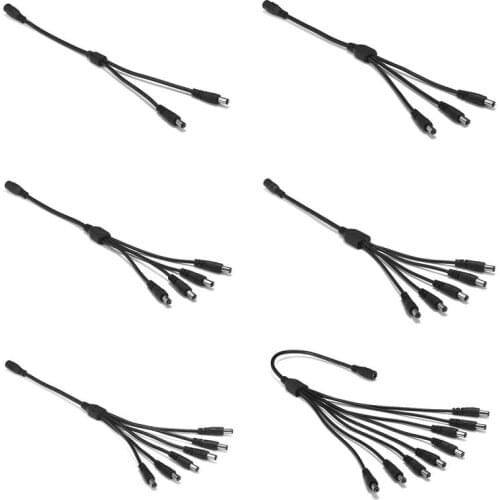 DC Cable 1 Female To 2 3 4 5 6 8 Male Way Splitter Cable 5.5 x 2.1mm Female Male Jack DC Connector Wire For LED Strip Light CCTV