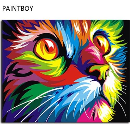 Framed Painting By Numbers Colorful Animals DIY Canvas Oil Painting Home Decor For Living Room g 40*50m Wall Art GX4228