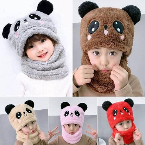 Coral Velvet Ear Caps Autumn And Winter Childrens Bibs One Cute Super Cute Boys And Girls Children Bear Hedging Hats