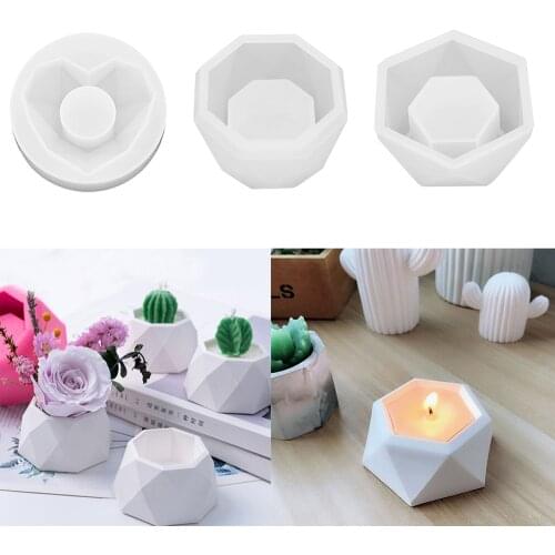 Mini Geometric Creativity Silicone Plant Pot Molds Concrete Cement Form DIY Arts Aroma Craft Moulds Flowerpot Clay Plaster Mold