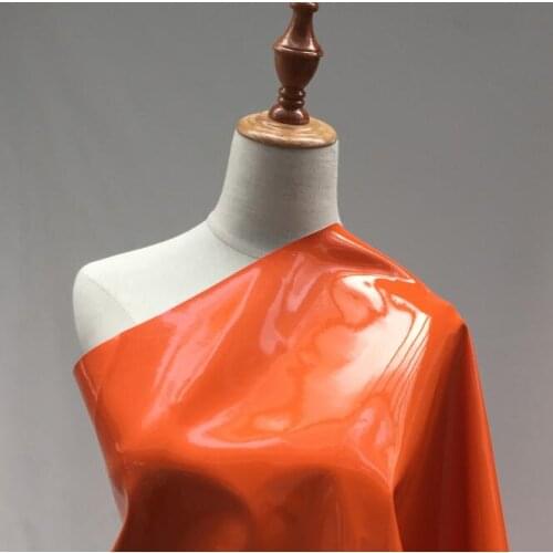 Orange crocodile pattern Lacquer shiny mirror Coating PU leather fabric bag dress gloves diy Dance Garment textiles fabric,A526