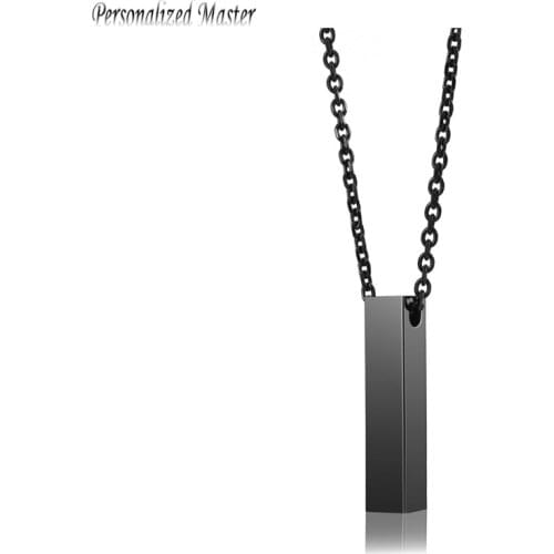 Personalized Master Custom Text Stainless Steel Cube Bar urn Memorial Pendant Necklace Memorial Ash Keepsake Cremation Necklace