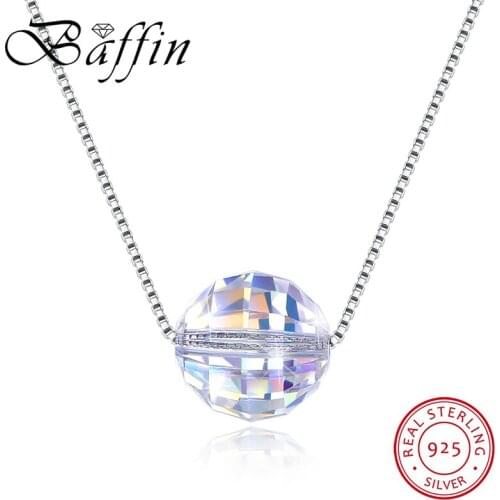 Ball Pendant Necklaces Crystals From Swarovski-Elements 925 Sterling Silver Beads Necklaces For Women Simple Jewelry Gifts