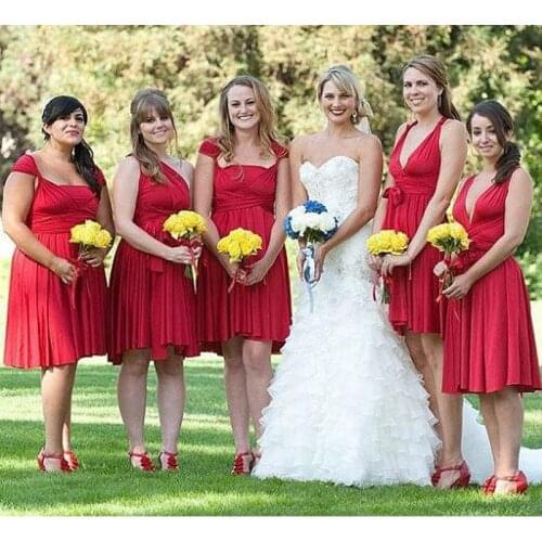 Bridesmaid Dress Red Infinity Dress Ruby Short Convertible Dress Plus MultiWay Wrap Dress With Halter Straps Styles