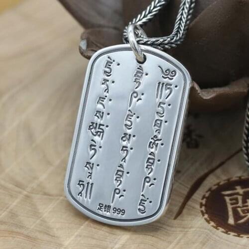 Handcrafted 999 Silver Tibetan OM Mantra Pendant Real Pure Silver Buddhist OM Pendant Buddhist Mantra Pendant Can Carve Words