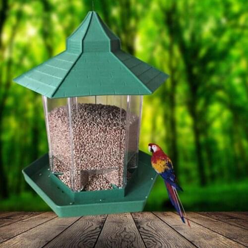 New Waterproof Gazebo Hanging Wild Bird Feeder Outdoor Container With Hang Rope Feeding House Type Bird Feeder Aves Decor