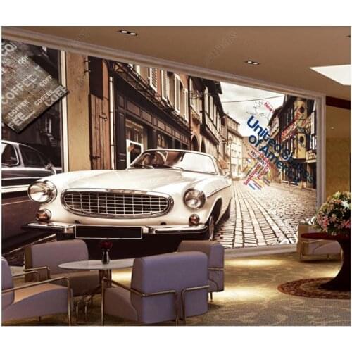 Custom photo wallpaper for walls 3 d murals Retro graffiti car wallpaper cafe bar nostalgic wall paper home decor