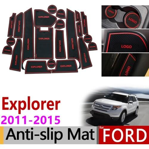 Anti-Slip Gate Slot Mat Rubber Coaster for Ford Explorer 2011 2012 2013 2014 2015 MK5 U502 pre-Facelift Accessories Car Stickers