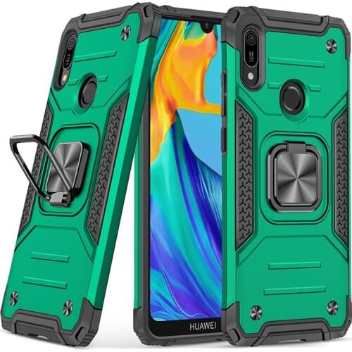 2021 Shockproof Case for Huawei Y6 2019 Y6 Prime Luxury Armor Military Drop Protective Defender Magnetic Car Holder Phone Cover