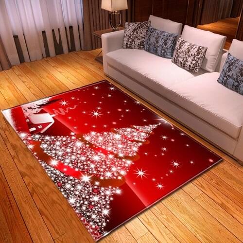 Christmas Tree Rectangle Carpet Non-slip Area Rugs Truck Santa Claus Floor Door Mat Bedroom Party Home Christmas Decoration