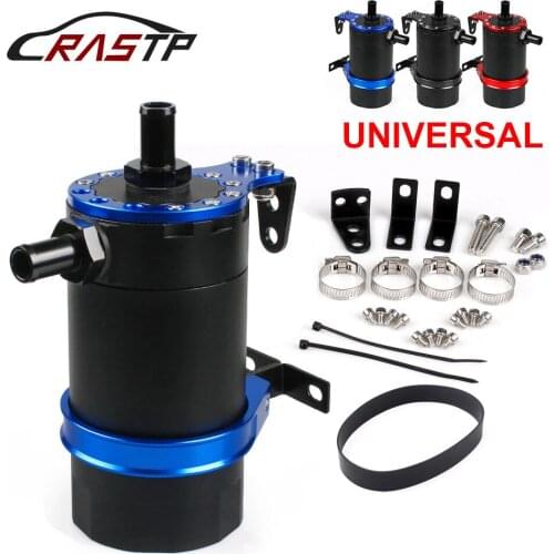 RASTP - Performance Universal Fuel Supply System Baffled Oil Catch Can Reservoir Tank Kit Auto Car Styling Accessories RS-OCC020