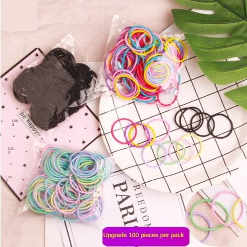 100 Pcs/lot 3CM Hair Accessories Children Girls HairBands Candy Color Rubber Bands Scrunchy Elastic Kids Baby Headband Hair Ring