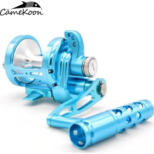 CAMEKOON Trolling Coil Lever Drag Drum Fishing 35KG Slow Pitch Jigging Reel CNC Aluminum for Saltwater Sea Fishing Wheel Pesca