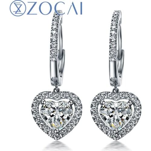 ZOCAI DROP EARRING 0.70 CT CERTIFIED I-J / SI DIAMOND DROP EARRINGS JEWELRY LEVERBACK ROUND CUT 18K WHITE GOLD E00898