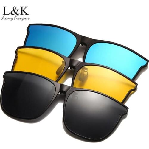 Polarized Clip On Sunglasses Men Flip Up Lens Sun Glasses Women Photochromic Driving Glasses Night Vision Fishing Goggle UV400