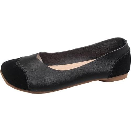 2021 Summer Women Soft Genuine Leather Flats Ladies Designers Loafers Slip On Shoes Mother Comfy Walking Footwear Zapatos Cheap