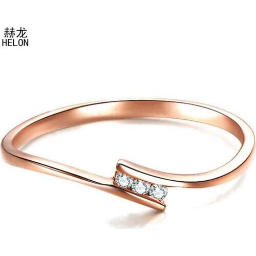 Solid 14K Rose Gold Certified 0.03ct SI/H Natural Diamonds Ring For Women Engagement Wedding Gift Party Trendy Elegant Jewelry
