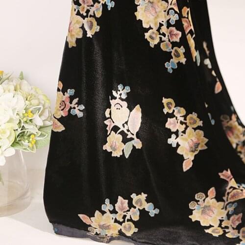 1.4m*1m Burnt-Out Velvet Fabric Brocade Velvet Fabric African Silk Burnt-out Flannel Fabric for DIY Sewing Skirt Fabric