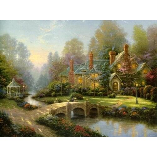 1piece canvas art new Thomas Kinkade ( lakeside manor)canvas painting print home wall art decoration for home free shippingC-174