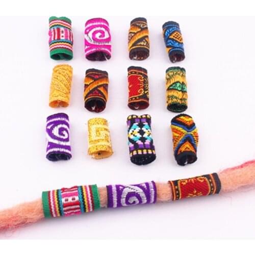 10 Pcs Mix Fabric Dread Dreadlock Beads Clips Cuff for Hair Braid Beads Tube Random Style Hair Accessories for Braids Hair Tools