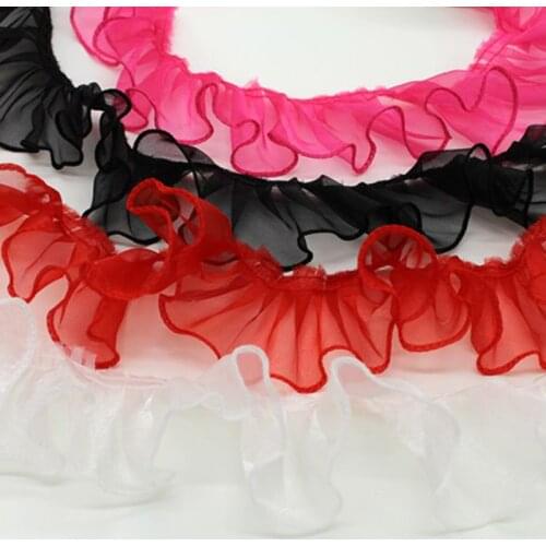 10Yards Pleat Ruffle Lace Trim Pleat Fold Lace Mesh Lace Trimming Gauze Ribbon DIY Material