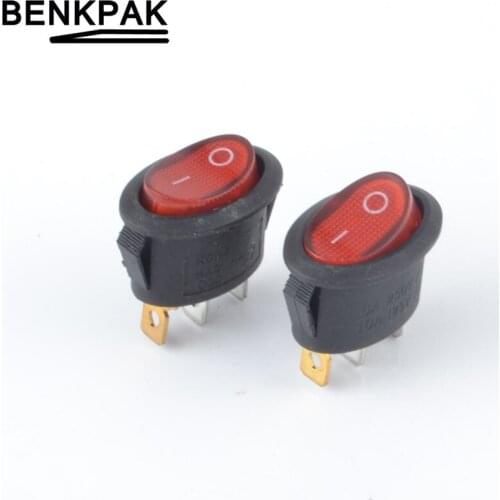 5pcs illluminated rocker switch,3 pins,ON-OFF, with lamp
