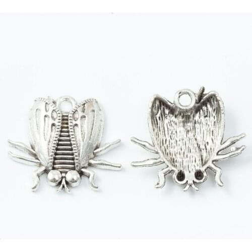 50pcs 20*23MM Vintage silver color insect bug charms antique metal ladybug pendants for bracelet necklace earring diy jewelry