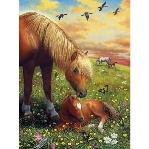 5D Diamond Painting Horse Mosaic Full Round Drill Rhinestones Daimond Embroidery Cross Stitch Rhinestone Animal Wall Decor