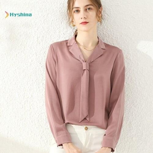 Satin Chiffon Shirt New Suit Lapel Ribbon Versatile Blouse